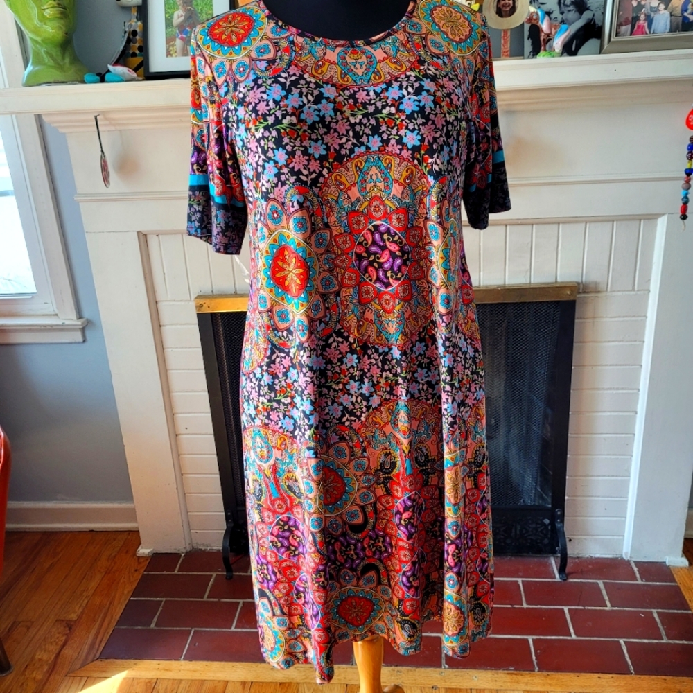 Johnny Was Mandala Swing Midi Dress L